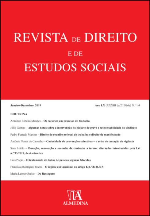 Revista de Direito e de Estudos Sociais, Janeiro-Dezembro 2019 - Ano LX (XXXI da 2.ª Série) N 1-4
